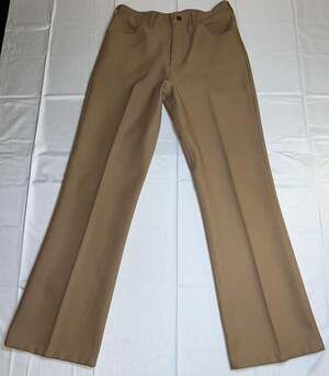 Vintage Wrangler Ranch Dress Pants Mens 30 Tan Khaki Bootcut Flared Slacks